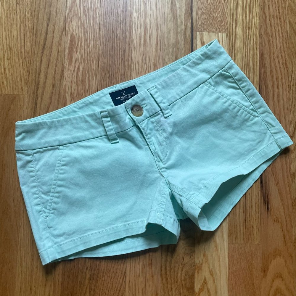 American Eagle Outfitters Women’s Stretch Mint Green Shortie Shorts Size 0